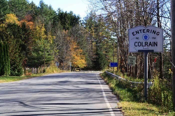 Entering Colrain, Massachusetts sign